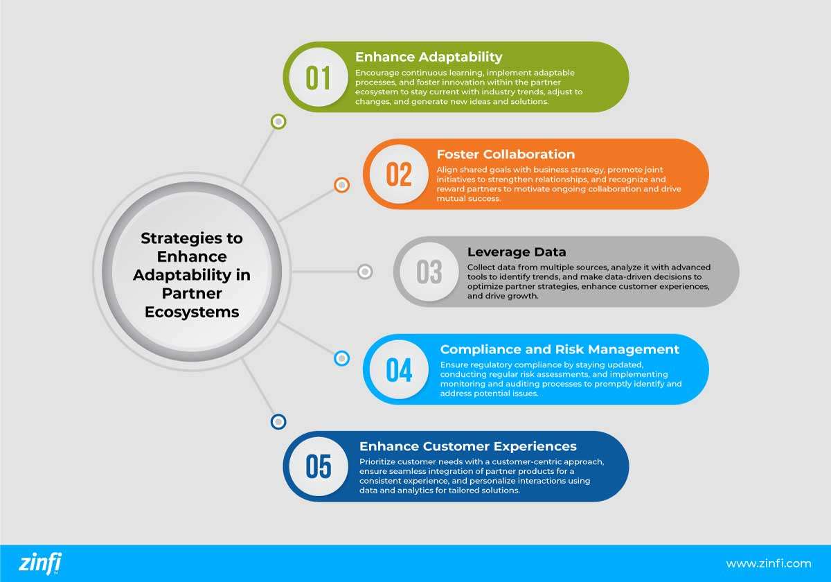 Infographic showing strategies to enhance adaptability in partner ecosystems