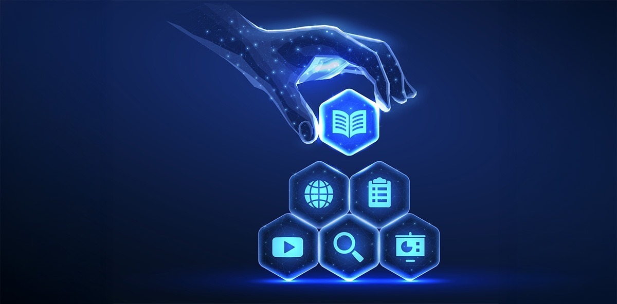 Digital hand selecting an icon from a glowing tech interface, symbolizing intelligent automation in PartnerOps onboarding workflows.