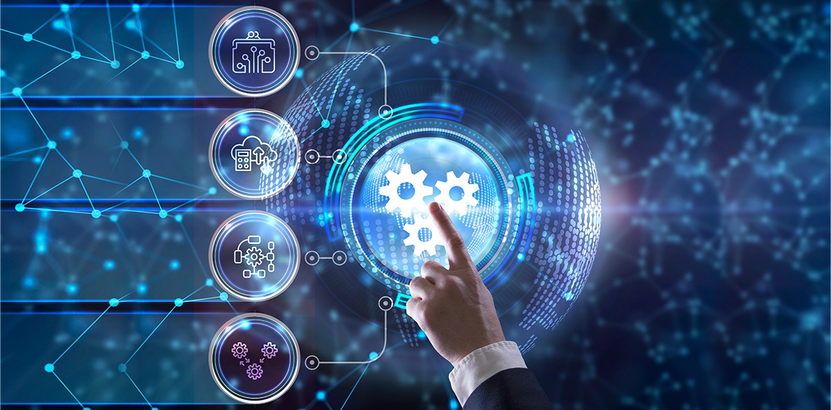 MSP technology automation with unified toolsets and digital transformation icons.