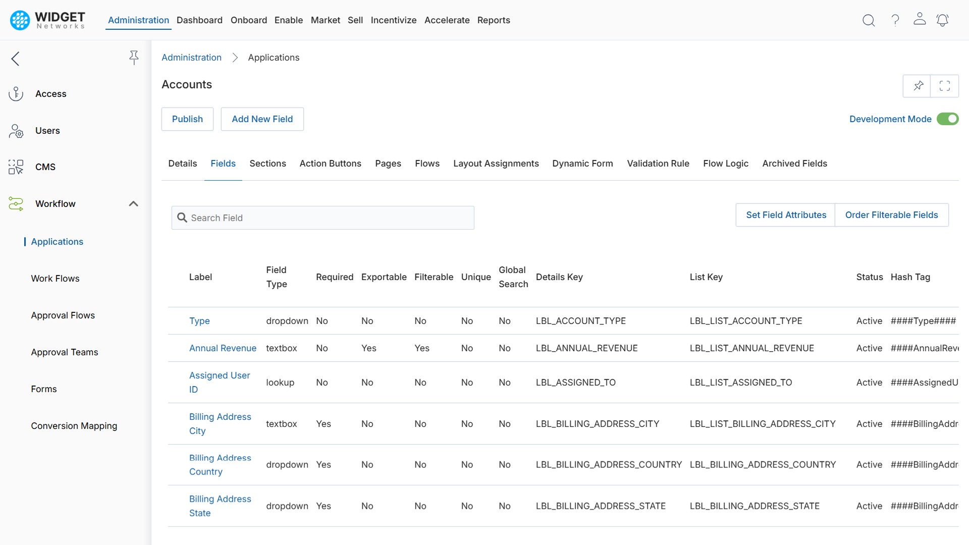 Field, Section, Action Button, and Page Management