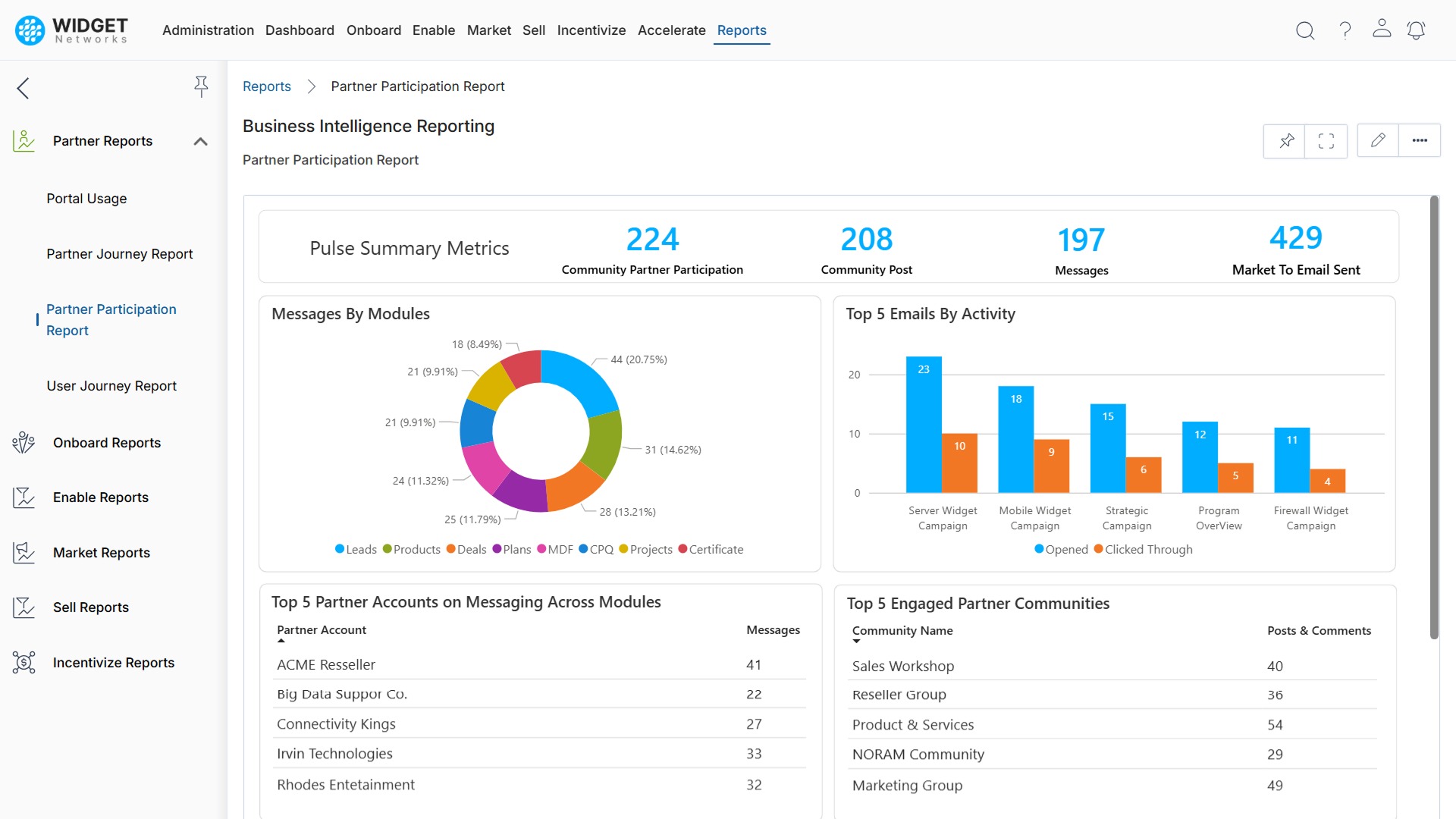 Business Intelligence Reports Partner Analytics Report